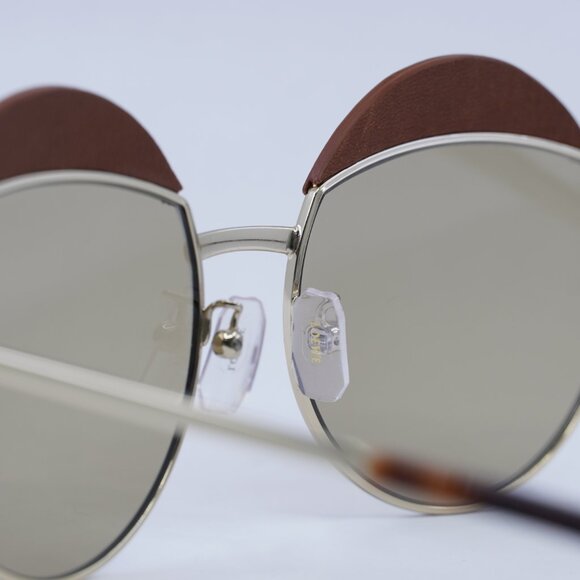 Loewe LW40007U 33N Sunglasses Gold Brown Leather Round Frame - Picture 9 of 12
